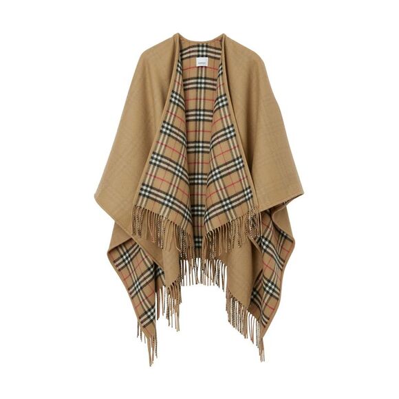 Burberry Women Reversible Check Wool Cape
